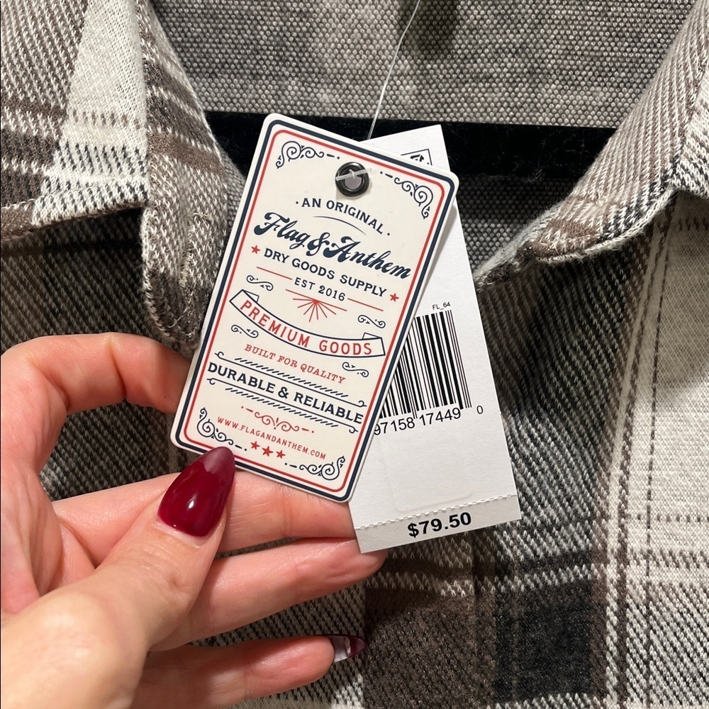 NWT Flag & Anthem Women’s Knit Flannel Plaid Dress pockets SOFT button down new - Picture 7 of 14